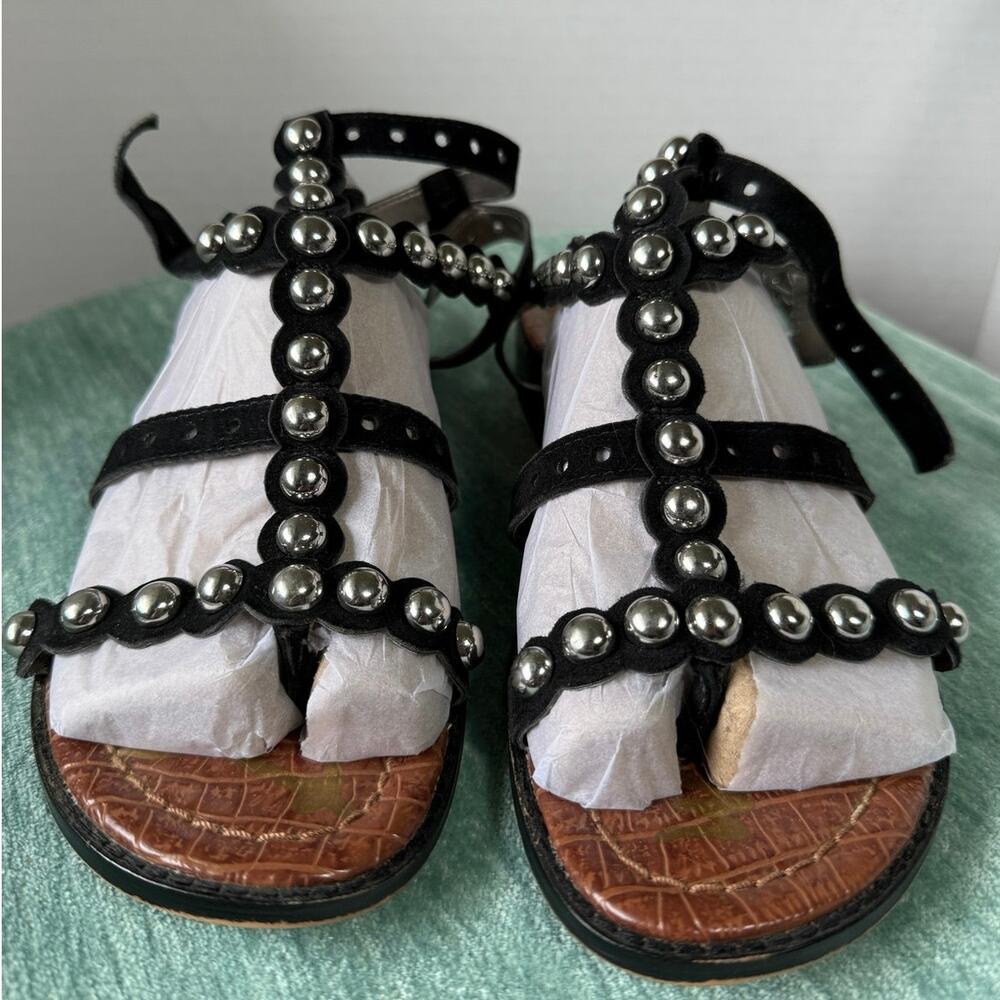 Sam Edelman Eavan Studded Gladiator Sandals Black SZ 6 Festival Boho Edgy Summer - Picture 2 of 7